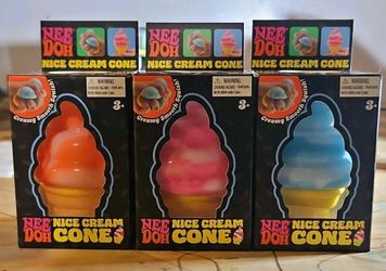 Schylling Nee Doh Nice Cream Cone Scented Fidget Toy 4" Pink Orange Blue 3pk
