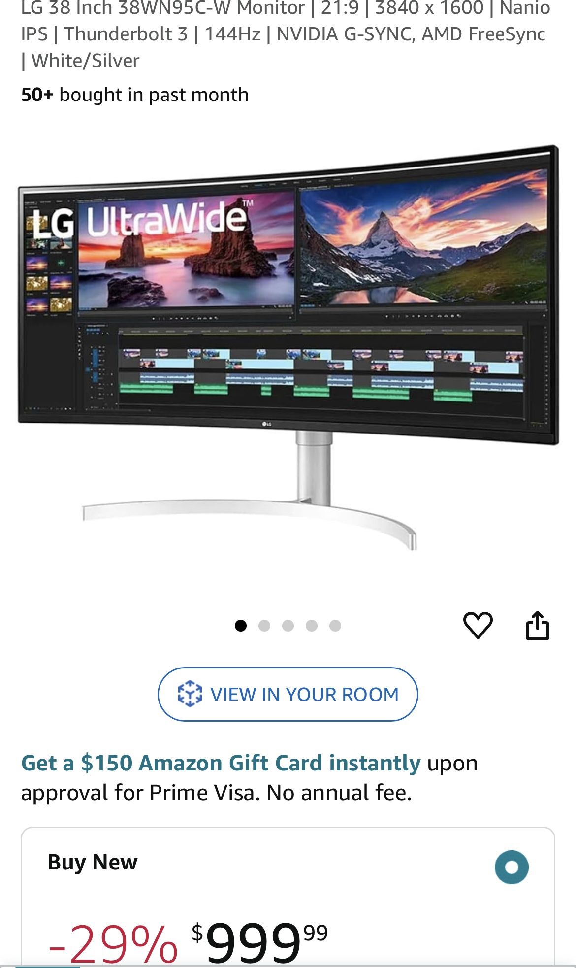 LG 38WN95C-W 38” Curved UltraWide