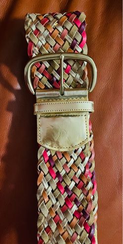 Multicolored Braided Belt  Gold Buckle Sz Large