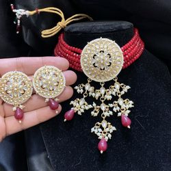 Polki Chocker Studs Jewelry Indian Bollywood Pakistani Jewellery 