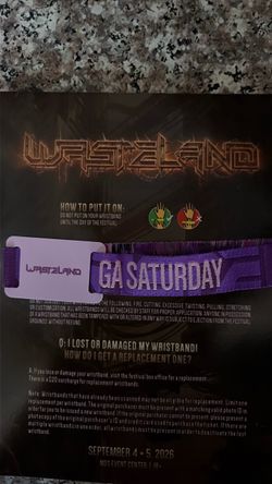 Wasteland Festival GA Saturday Wristband 2026