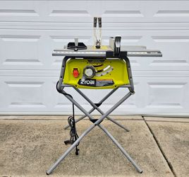 RYOBI 15-Amp 10" Portable Jobsite Table Saw with Folding Stand RTS12 - Like New