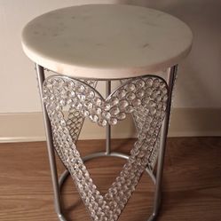 Glam Crystal Heart Accent Table