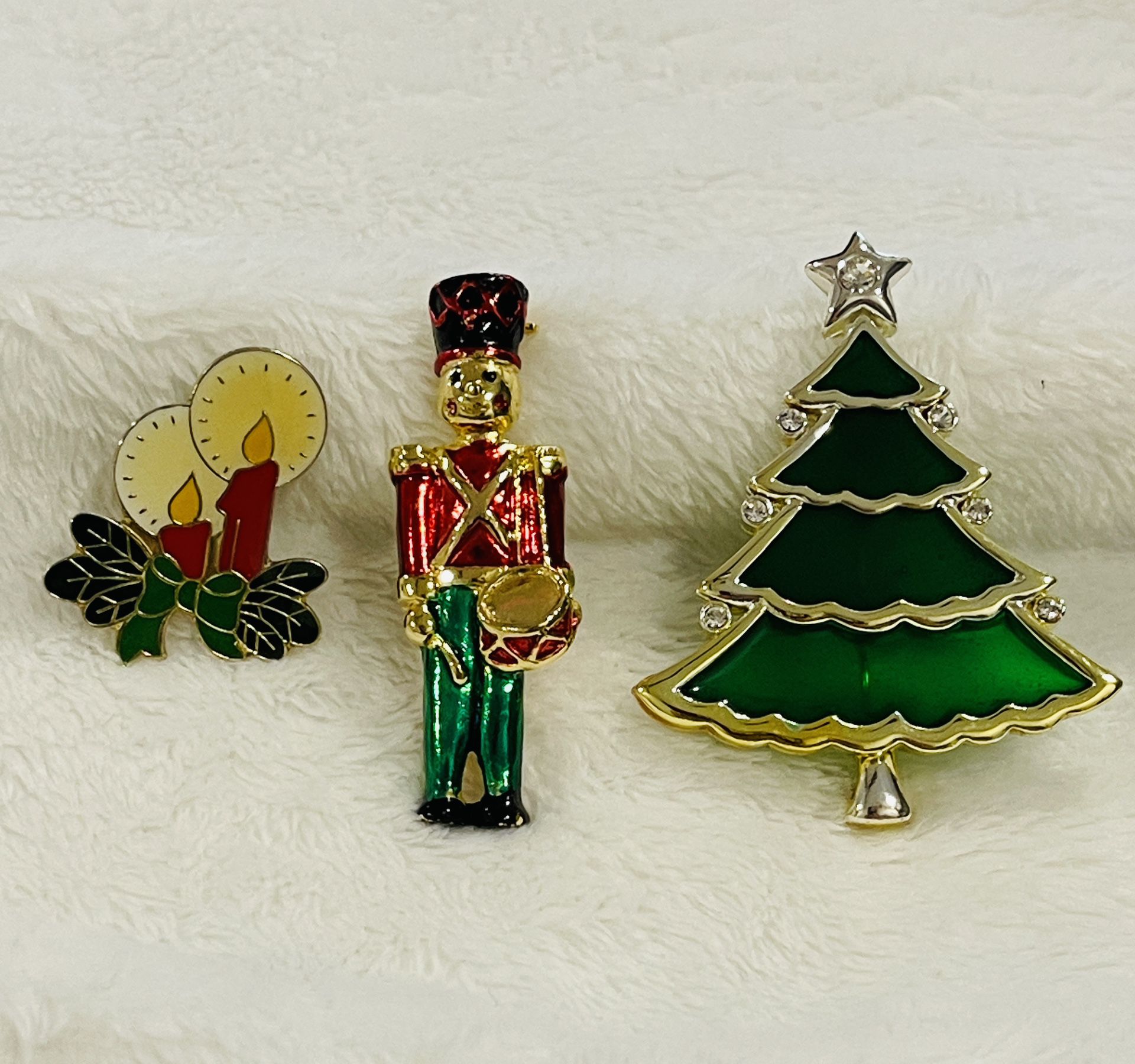Vintage Christmas Brooches Pins Set of 3