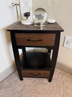 Rustic 2-Drawer Nightstand with Open Shelf