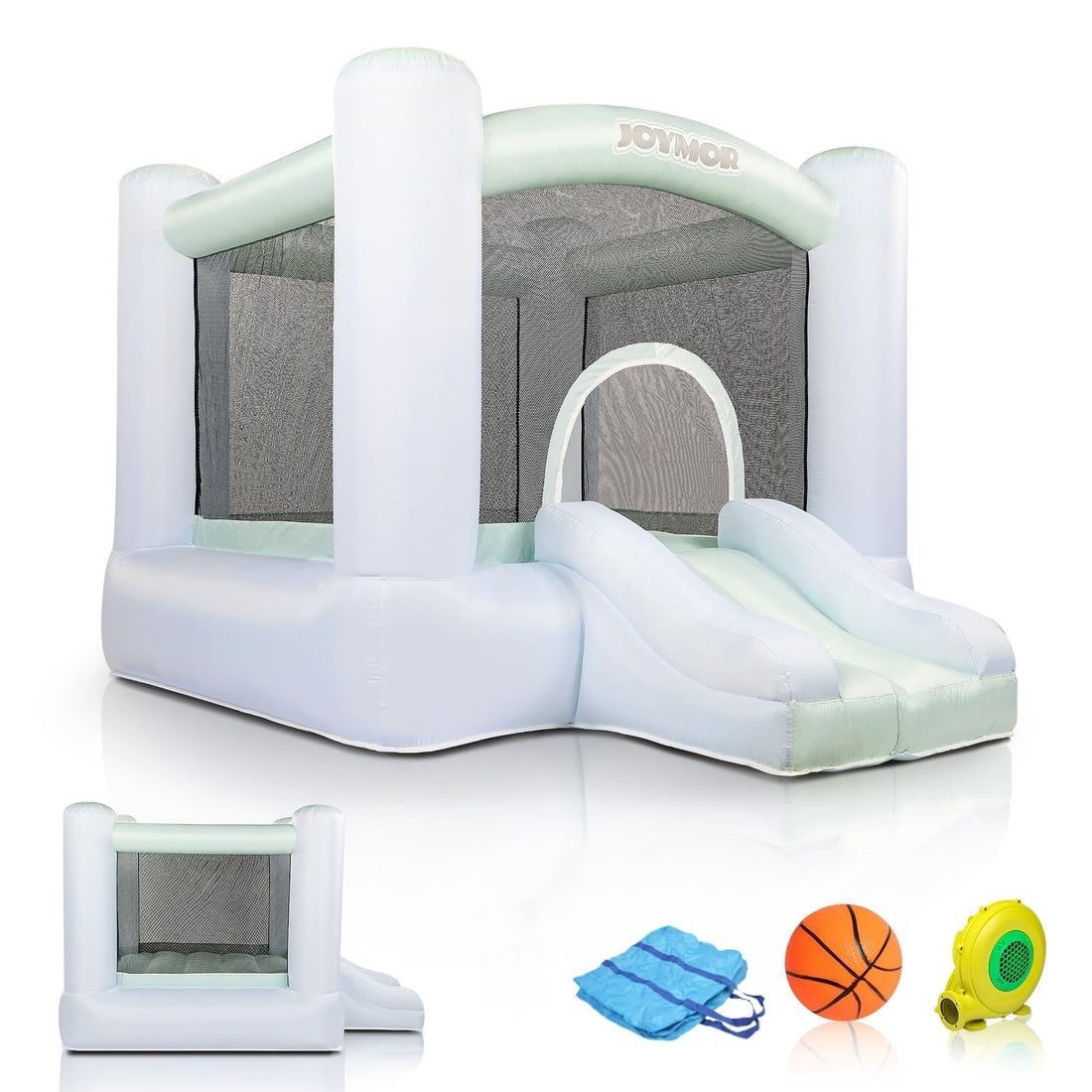 Inflatable castle with slide and basketball with blower worth 200