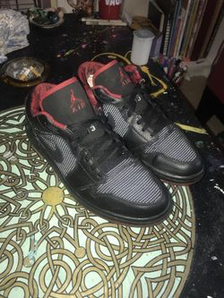 Air Jordan Retro 1 Low Red Black and Silver. Rare Shoe to come by! Bred Colorway with 3M glow dots throughout entire shoe