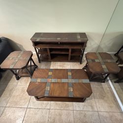 Console, Coffee Table, and End Table Set