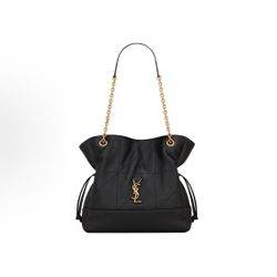 SAINT LAURENT Saint Laurent YSL Jamie Brand Gold Metal Logo Chain Shoulder Strap Lambskin Tote Bag