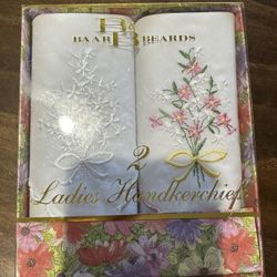 Baar & Beards Women's Handkerchiefs embroidered floral 100% cotton 