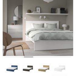IKEA MALM Queen Bed Frame – $150 (White + 2 Drawers)