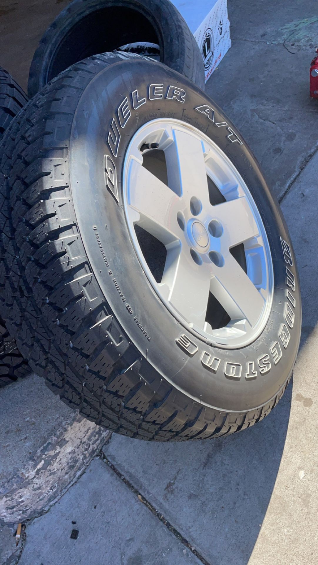 For Sale 5 OEM Jeep Wrangler Wheels 1 With New Tire And Set Of All Lug Nuts Located In Pueblo 700 OBO Will Deliver For Full Price 