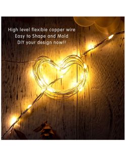 EXSUSS 2 Sets Indoor String Lights 16.4ft 50 LEDs Battery Powered Outdoor & Indoor Copper Wire Decorative Rope Lights for Garden, Bedroom, Patio, Wed