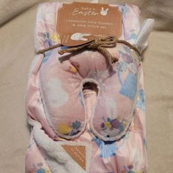 Baby's Easter reversible baby blanket and neck pillow set