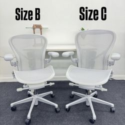 HERMAN MILLER MINERAL SATIN ALUMINUM REMASTERED AERON CHAIRS SIZE B & C  IN LIKE NEW CONDITION DELIVERY AVAILABLE 🚚🚚
