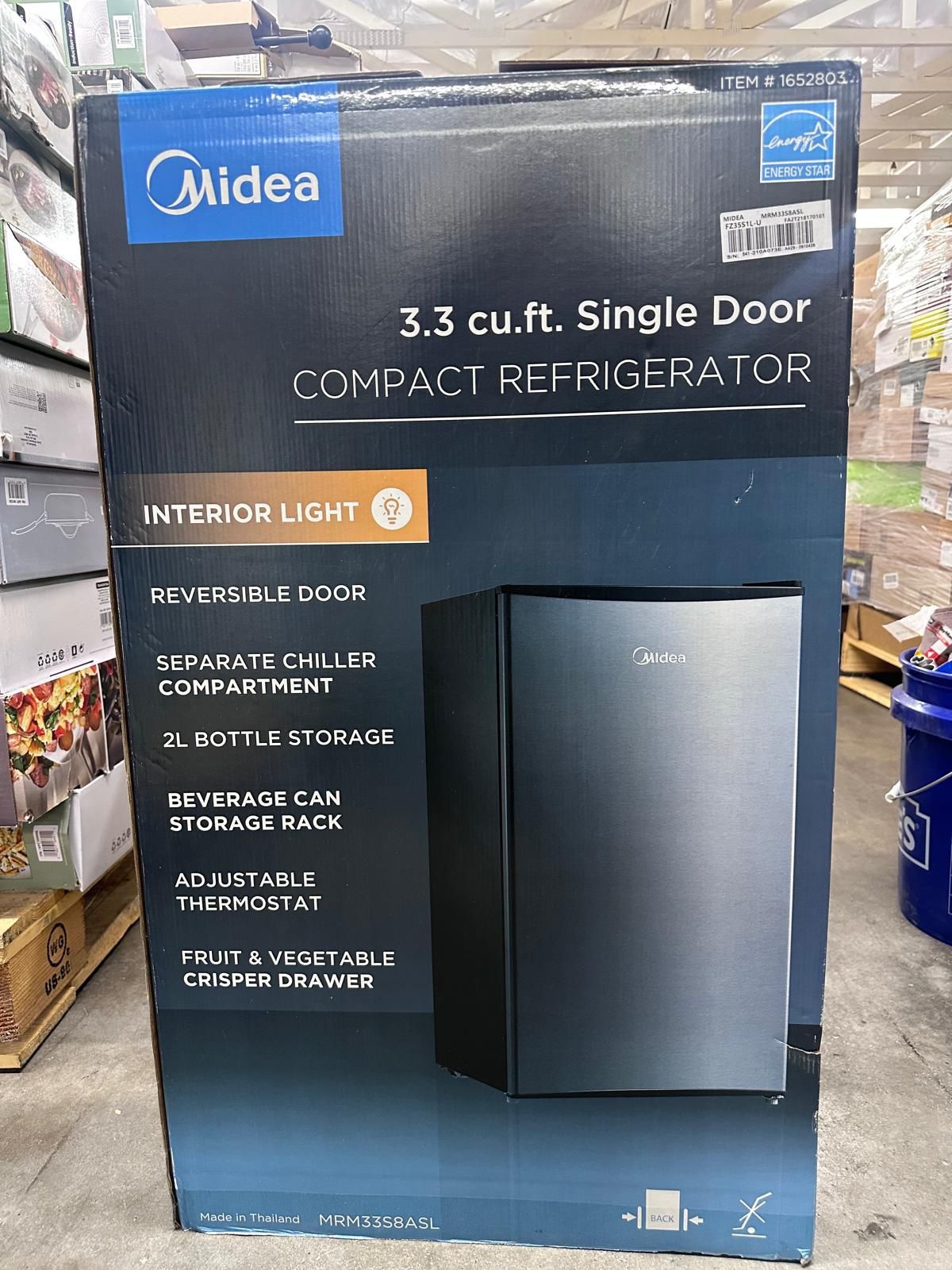 Midea Compact Refrigerator 3.3 cu ft Black