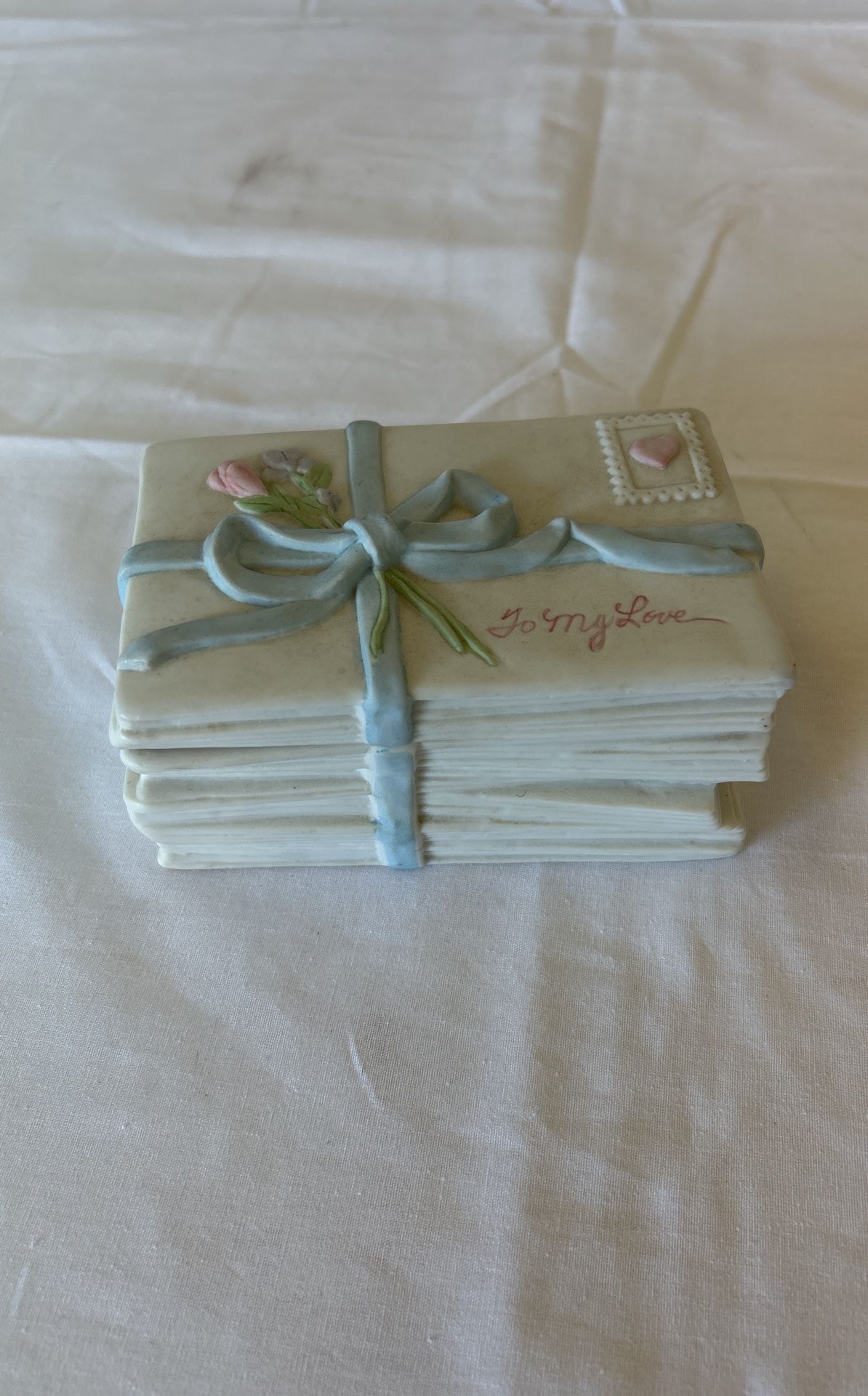 Ceramic Box shaped like a stack of Love Letters