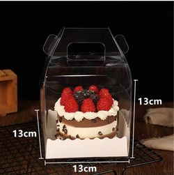10Pcs Clear Cake Boxes Carrier Packaging for 4 Inch Cake Transparent Gift Box Plastic Cupcake Candy Display Boxes Portable Single Cake Containers for 