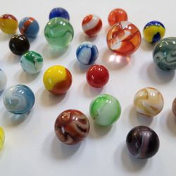 30# + Antique Glass And Clay Marbles