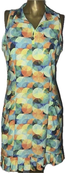 Tzu Tzu Dress Size Large Golf Pickleball Sleeveless Tennis zip chest 2 pockets