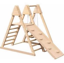 Newly Assembled Indoor 4-in-1 Play Gym Foldable Climbing Set w/Adjustable Swing Playground