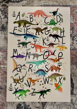 Dinosaur Alphabet Nursery Canvas Print Wall Art