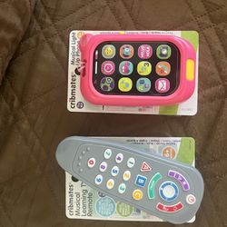 new bundle musical tv remote and phone 6+months  