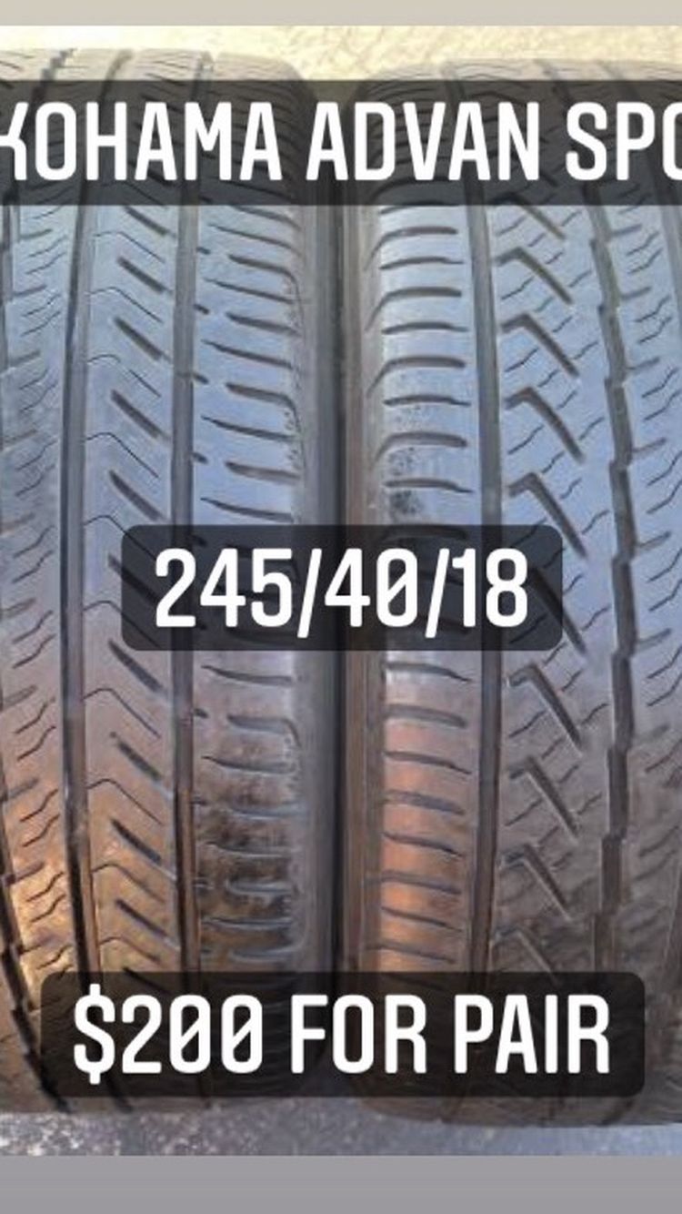245/40/18 Yokohama Advan Sport Performance Tires