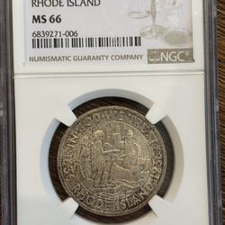 1936 Rhode Island Commemorative Half Dollar NGC MS66 Silver Coin