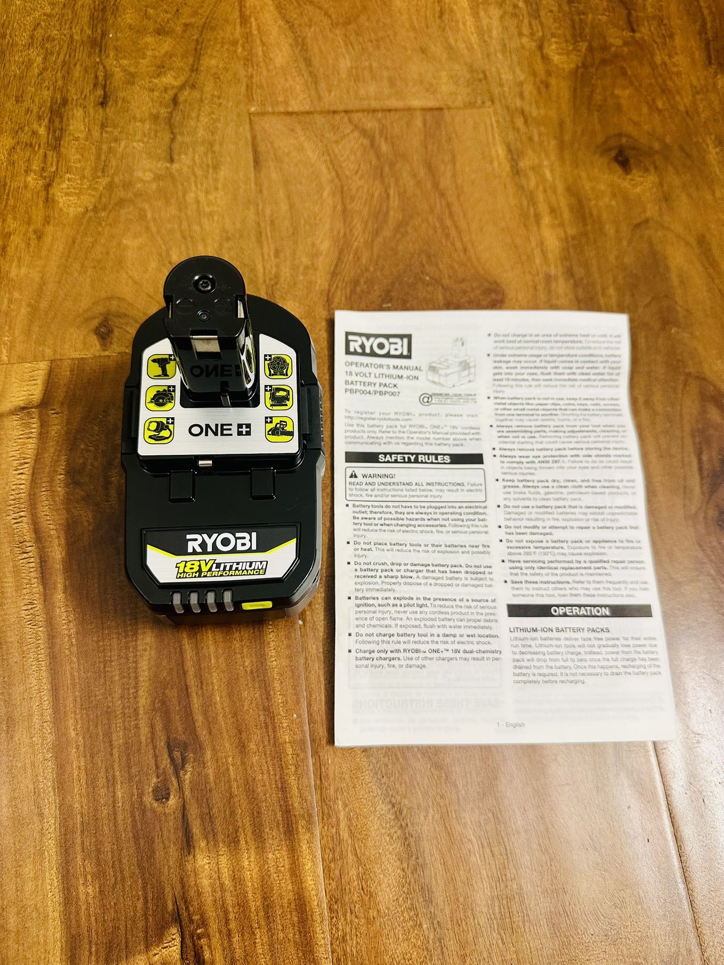 RYOBI Model PBP004 18V ONE+ 4.0 Ah HIGH PERFORMANCE Battery New condition