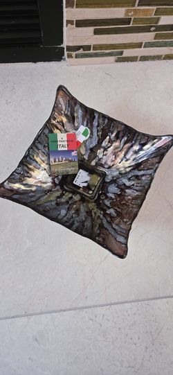 New Il Quadrifoglio Hand Painted Italian Glass Bowl