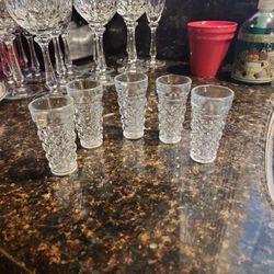 5 Vintage Italian  Diamond Cut  Shoot Glass 