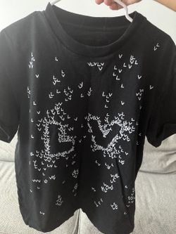 Used Authentic Louis Vuitton Black White LV Spread T-Shirt Size Large