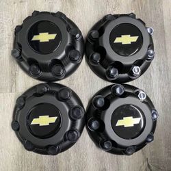 4PCs Chevy 8 Lugs Matte Black REPLACEMENT WHEELCENTER CAP HUB SILVERADO, SUBURBAN, AVALANCHE 25OO 3500