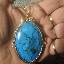 Wired Turquoise Pendant $55
