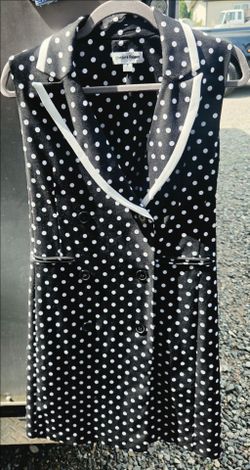VINTAGE Polka Dot Fit Flare Dress Black & White ~ Size 8 ~ Shelby+Palmer