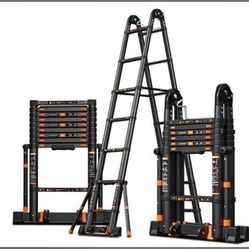 Light Weight Black Aluminum Telescopic Ladder