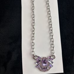 Trendy Silver And Lavender Necklace 