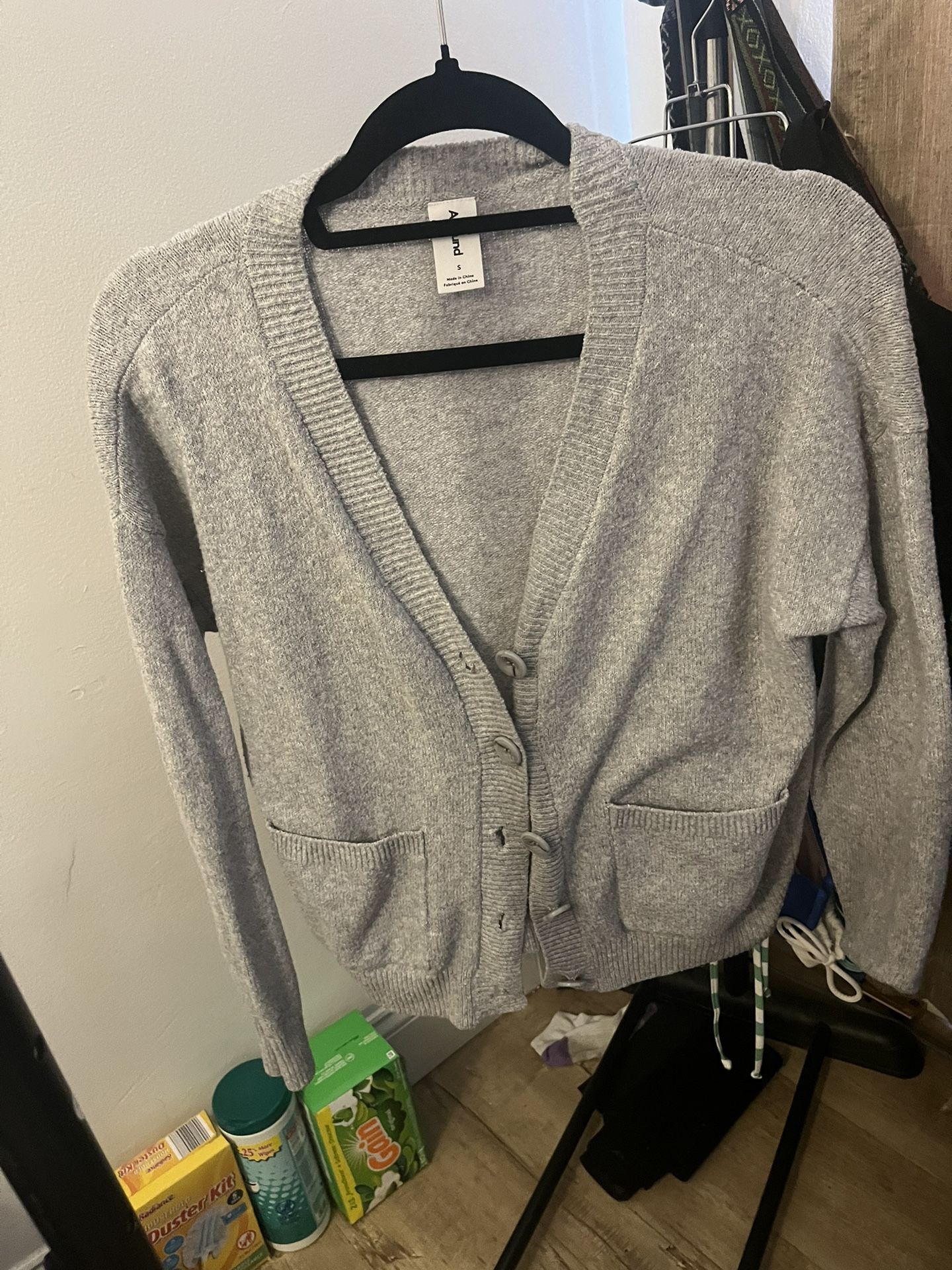 Gray Cardigan Sweater