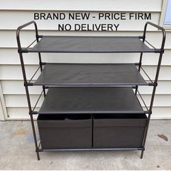 New, Price Firm, Household Essentials 4-Tier Craft and Shoe Storage Shelf with Bins