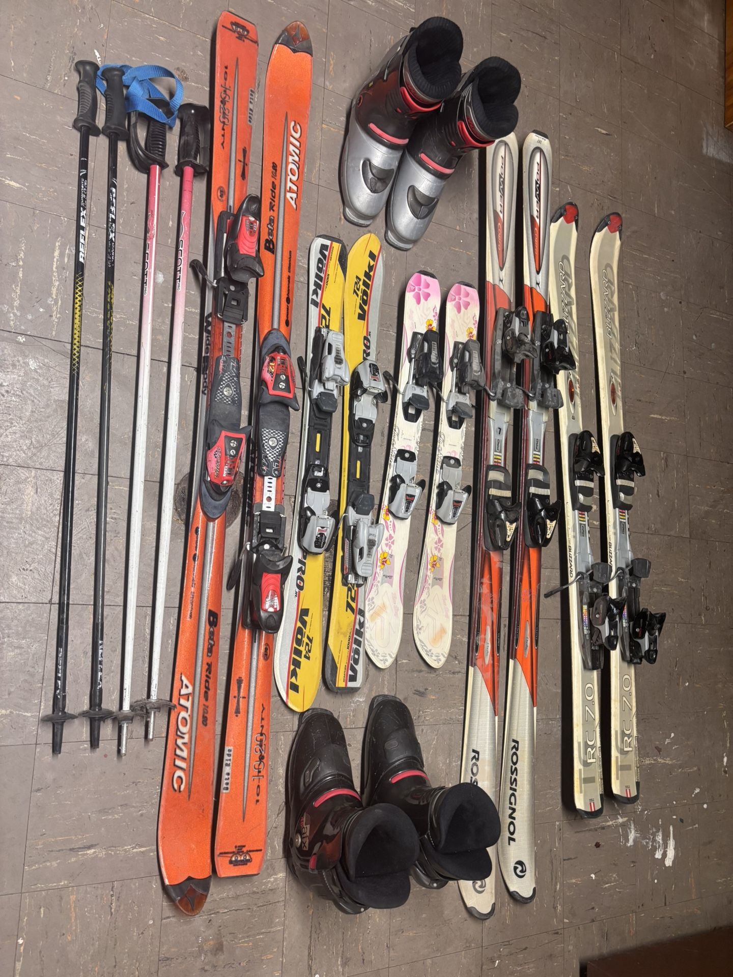 Ski, Ski Boots, Ski Sticks.
