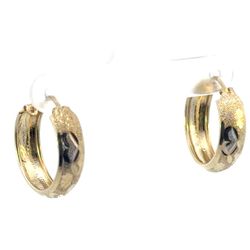 Woman’s Ladies 10k Yellow Gold Blue and White Channel Set CZ Cubic Zirconia Hoop Earrings GP3120605