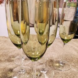 Vintage Champange Green Jade Glasses