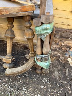 Antique Architectural Salvage 100% Oak & Other Hard Wood Table Legs Mirror Trim Very Old