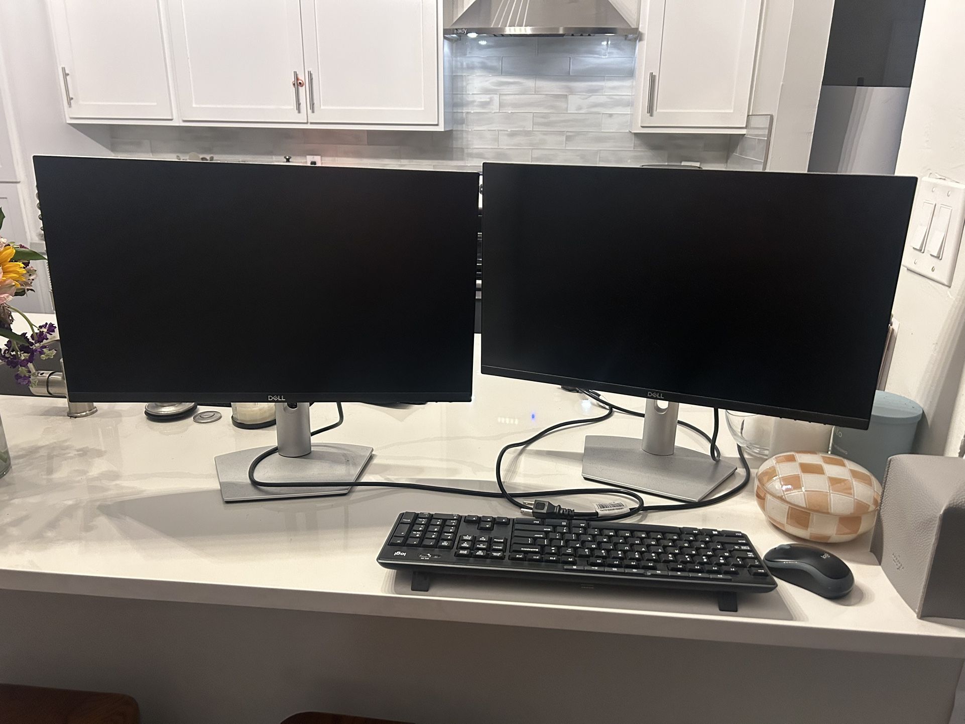 π» Dual Dell Monitors + Logitech Keyboard & Mouse β Works Great β $100 OBO