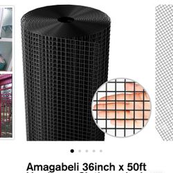 Amagabeli 36inch x 50ft Hardware Cloth 1.5 inch Square 16 Gauge Black BG233