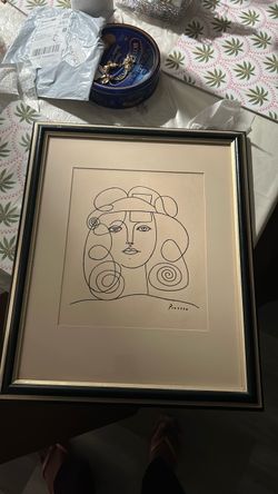 Picasso Line Art Print Framed
