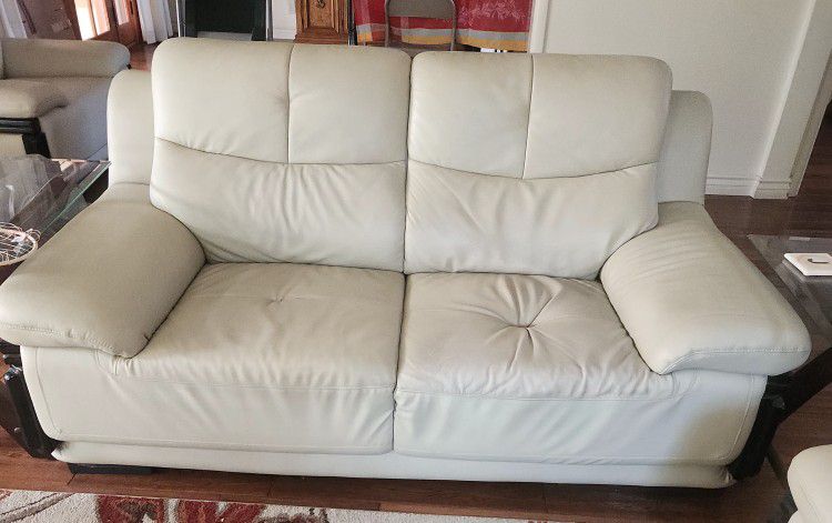 Leather love seat sofa