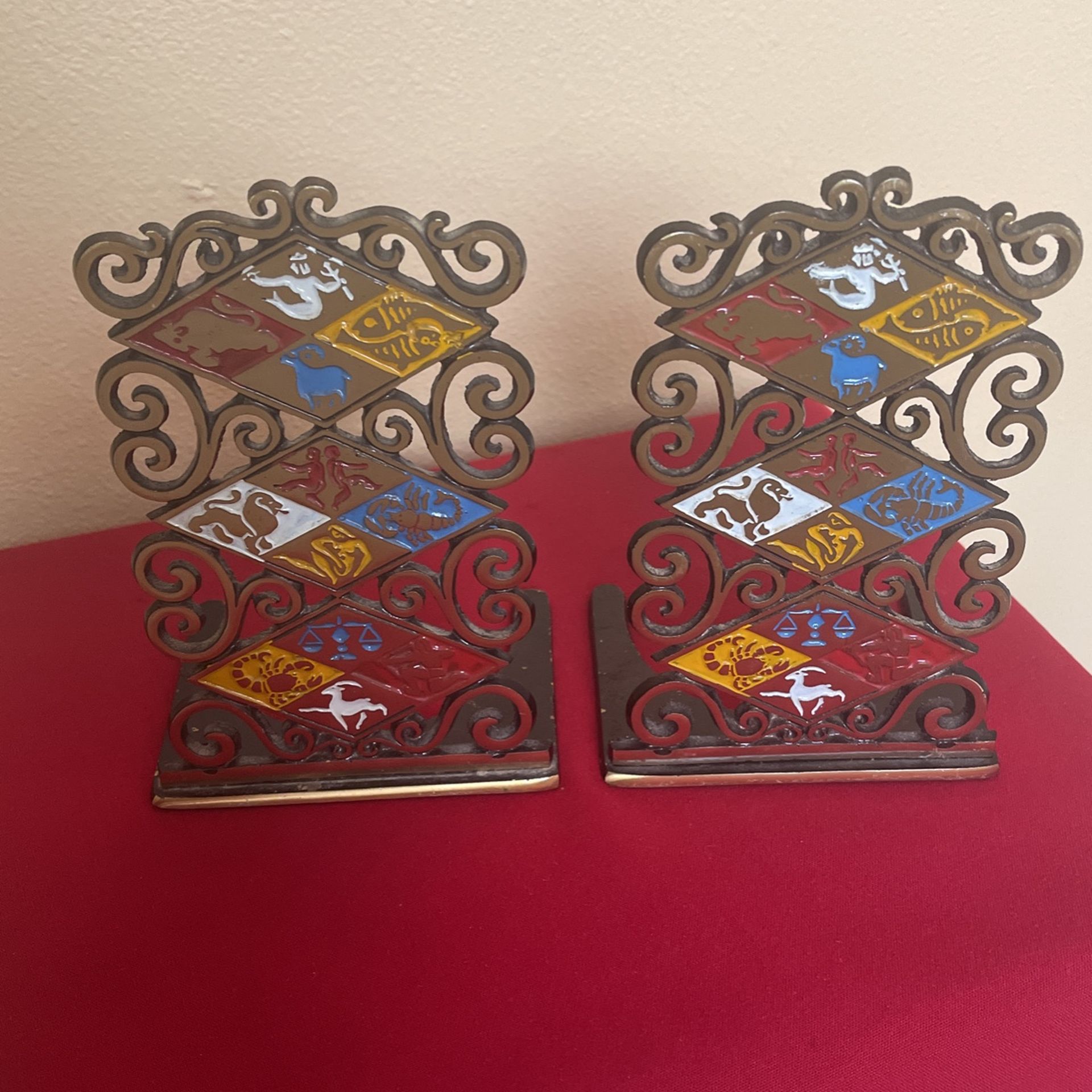 Vintage Judaica Zodiac bookends 