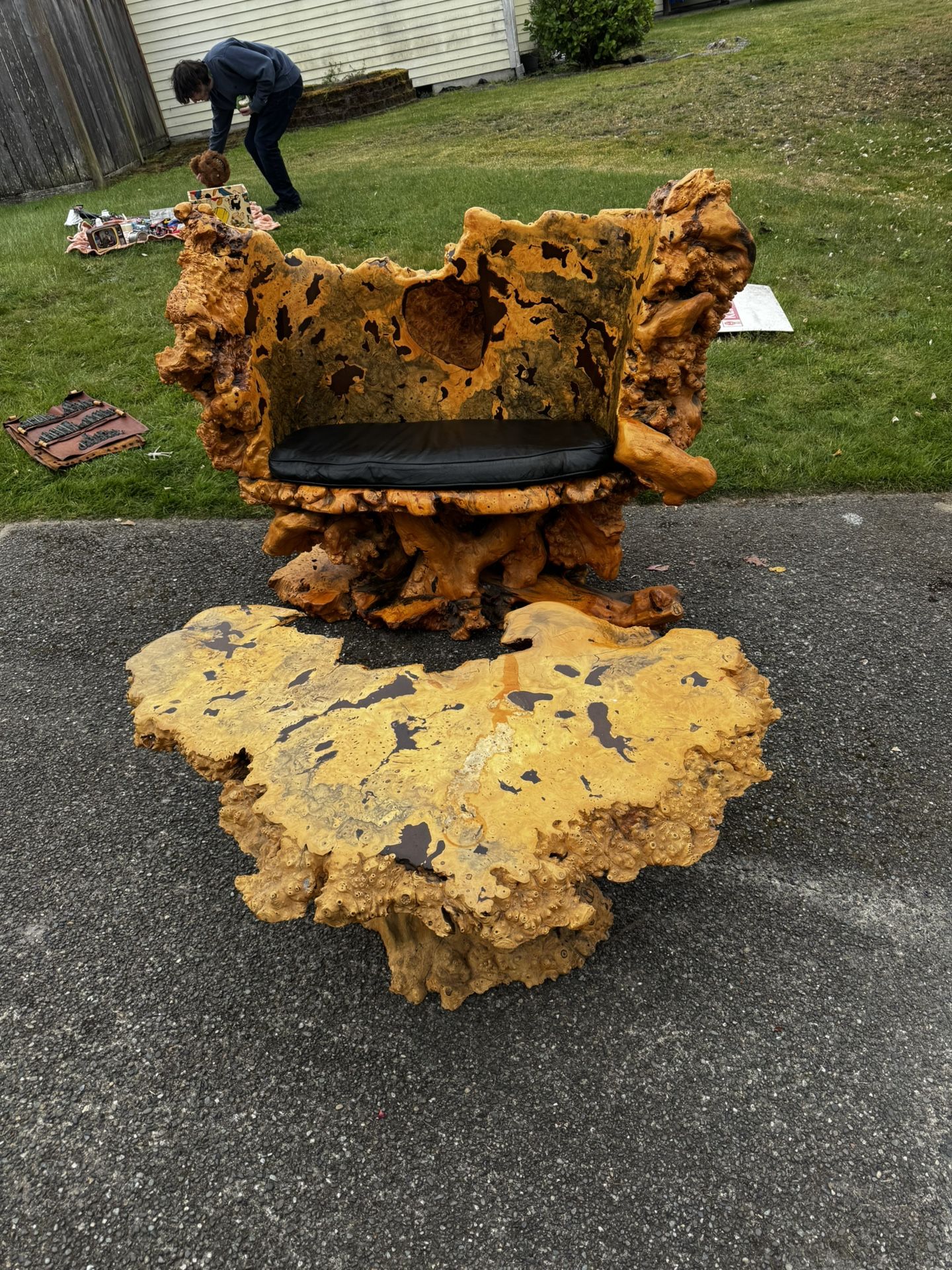 Burl Wood Couch And Table